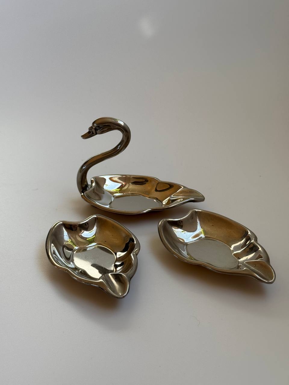 Vintage Silver Swan Trinket Dish Set (1960s)